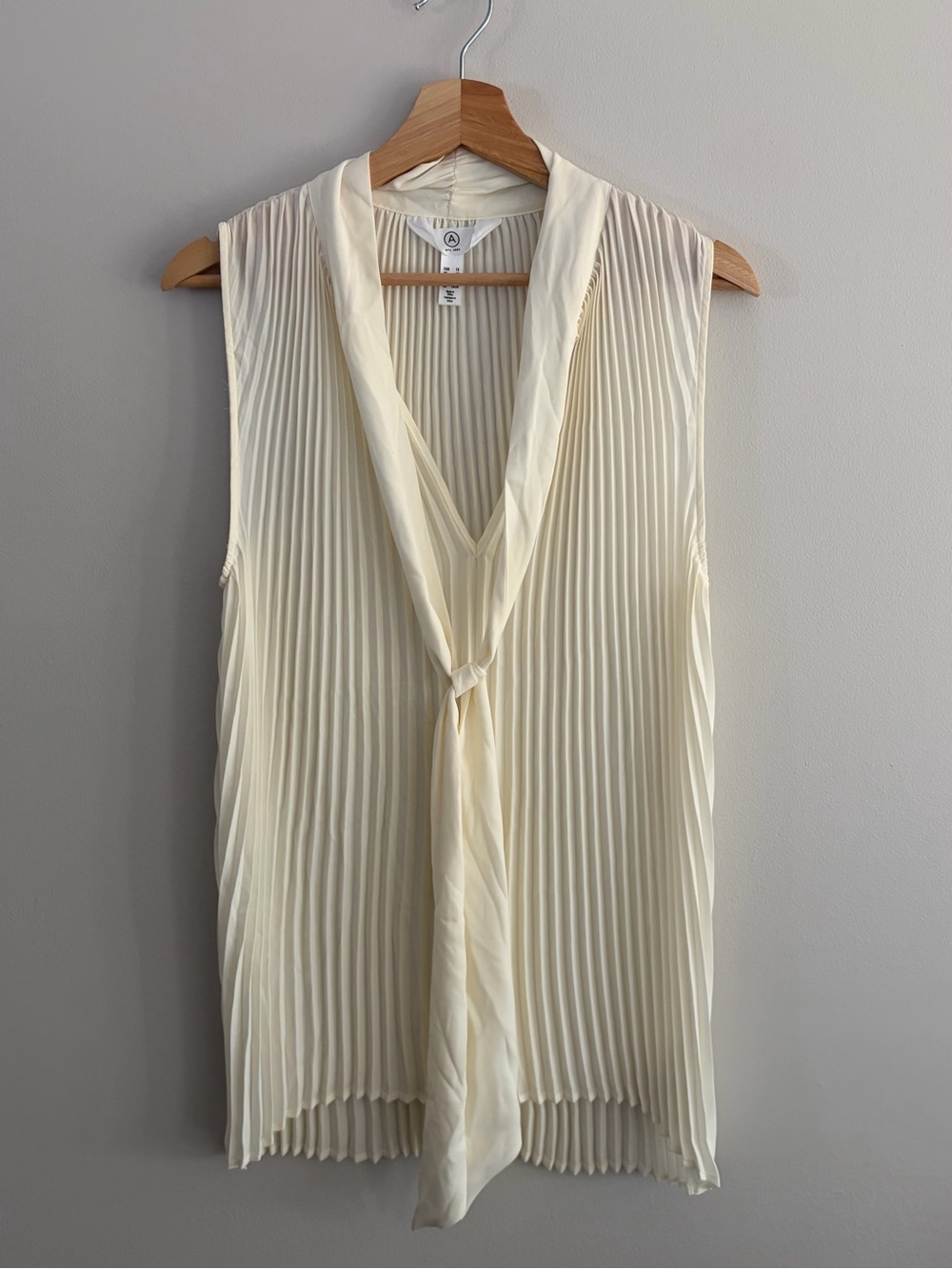 Addition Elle Sleeveless Pleated Tie-Front Blouse - Cream
